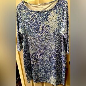 SOUTHERN TIDE leira that floral feeling print performance dress in coronet blue